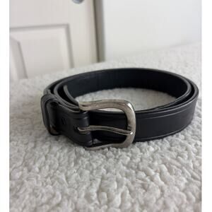 Tory English Bridle Leather Belt Size 38 Black Men’s Belt 2353 Silver Buckle